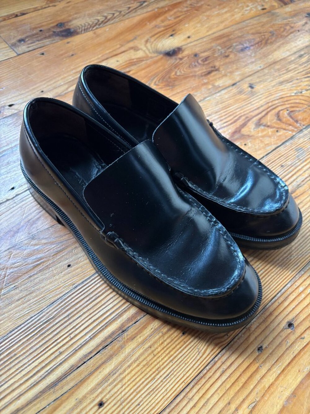 By Far Black Leather Loafers | Size 37